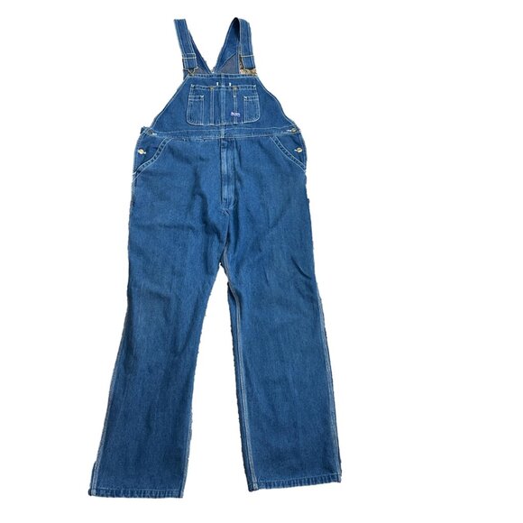 Big Smith Mens Size 42 X 32 Bib Denim Overalls Carpenter Farmer Workwear Blue - Picture 11 of 11